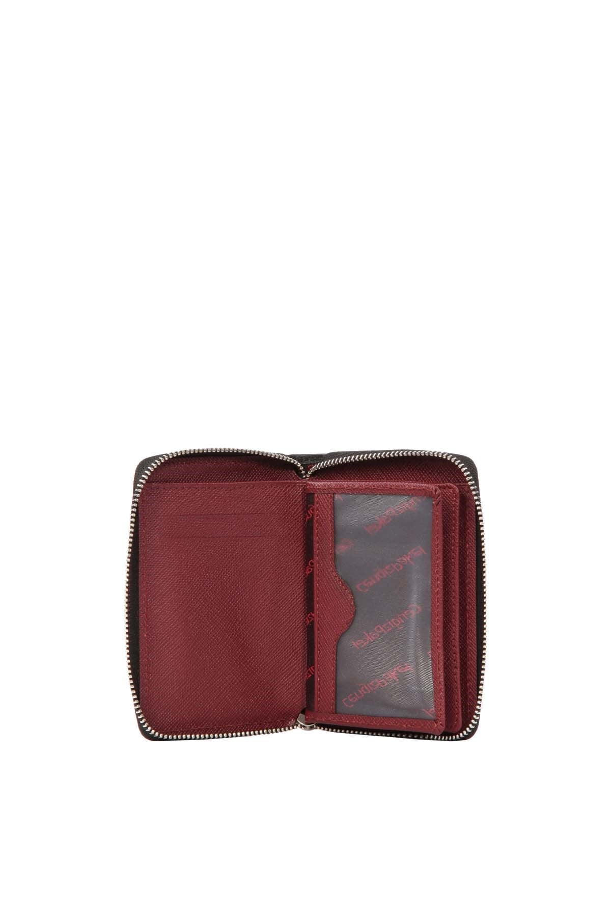 Cengiz Pakel Unisex Hakiki Deri Cüzdan 13694-Siyah-Bordo