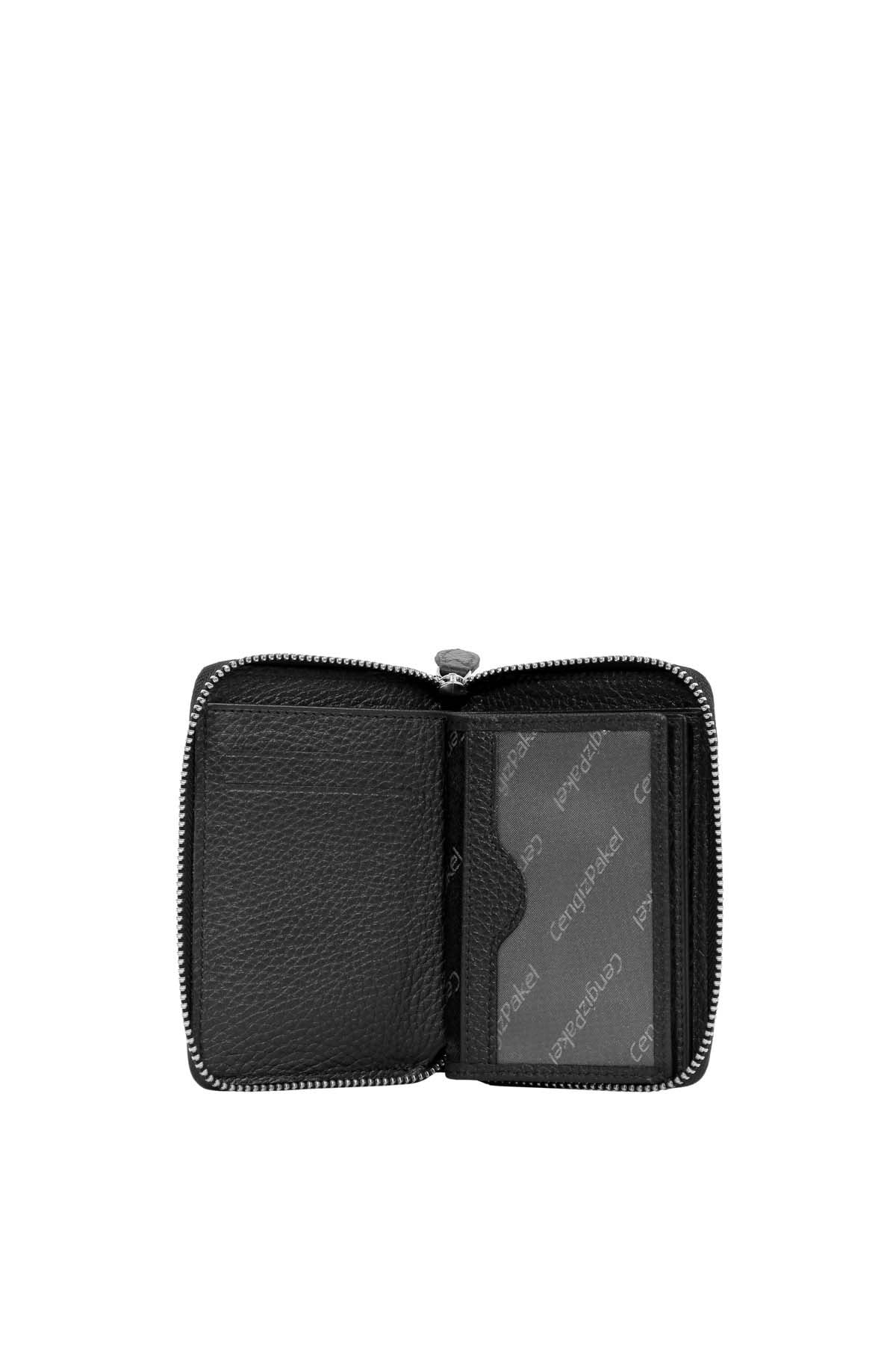 Cengiz Pakel Unisex Hakiki Deri Cüzdan 13694-Siyah