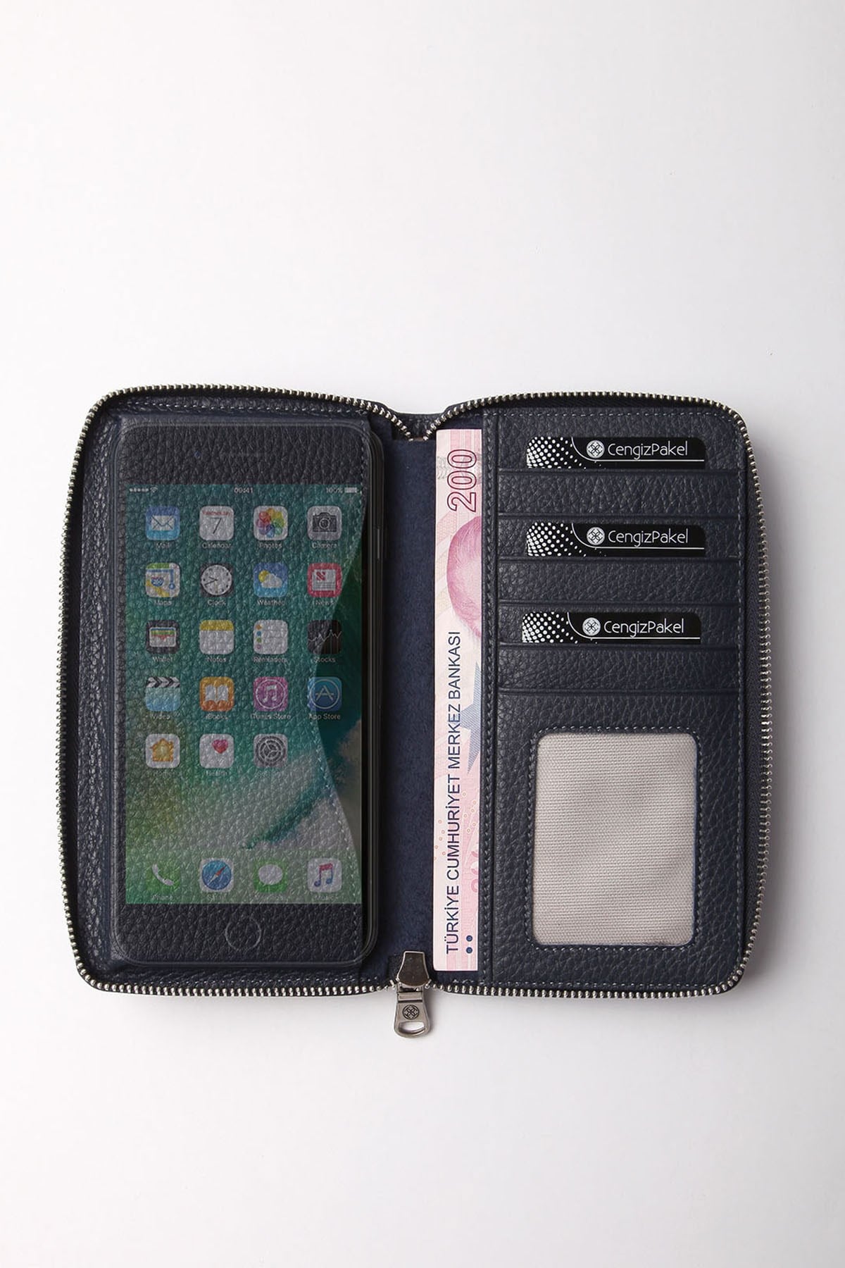 Cengiz Pakel Unisex Telefonlu Cüzdan 65238-Lacivert