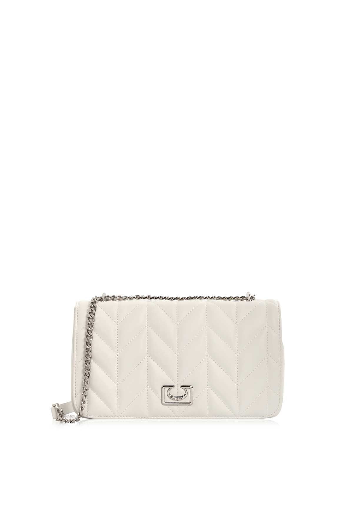 Cengiz Pakel Wendi Kadın Omuz Çantası 7323-Beyaz