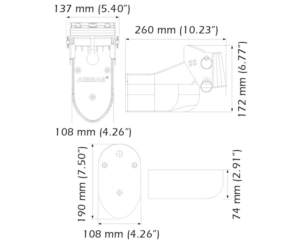 Airmar TM275LHW CHIRP Transom Mount Transducer Konnectör Yok