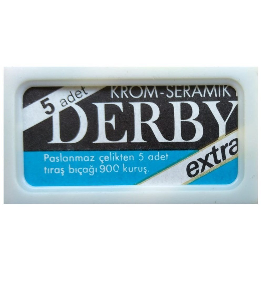 DERBY EXTRA KROM-SERAMİK ESKİ ÜRETİM ÇİFT KENAR TIRAŞ JİLETİ 5'Lİ  