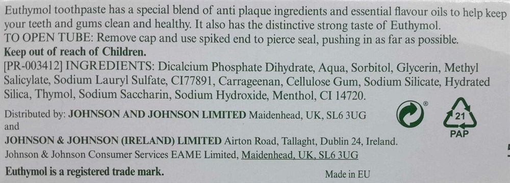 EUTHYMOL KEKİK ÖZLÜ DİŞ MACUNU 75ML