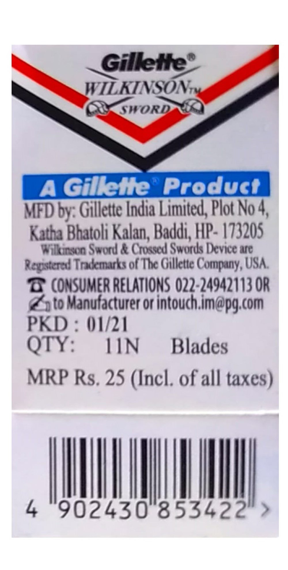 GILLETTE WILKINSON SWORD STAINLESS ÇİFT KENAR TIRAŞ JİLETİ 11Lİ