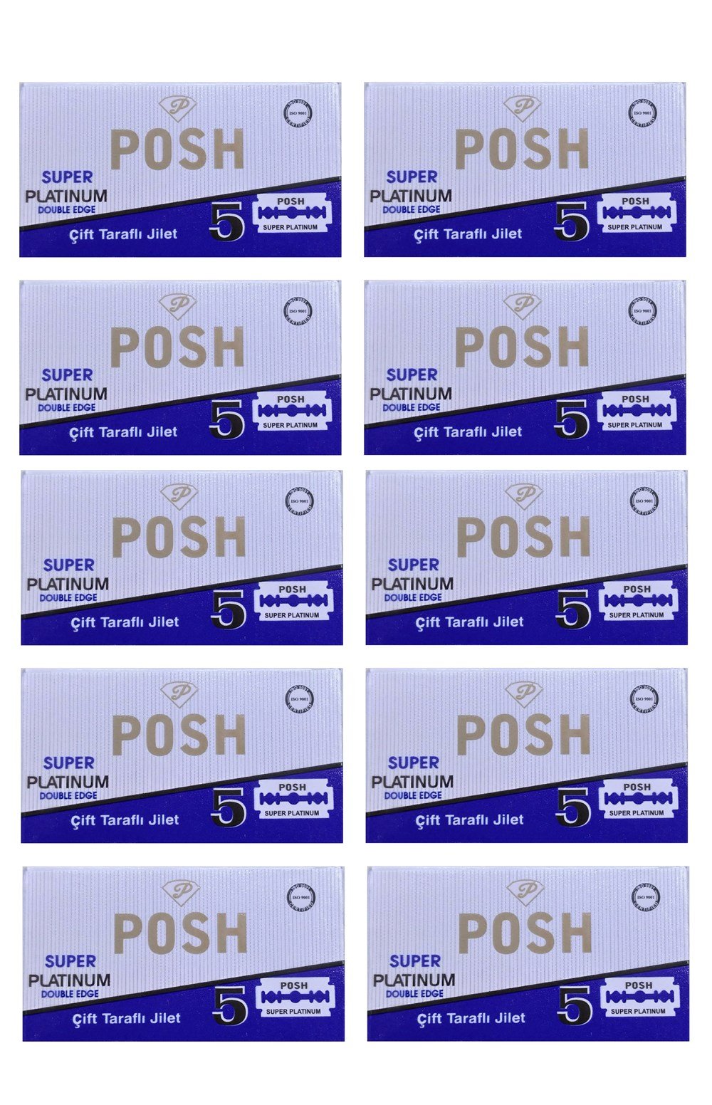 POSH SUPER PLATINUM ÇİFT KENAR TIRAŞ JİLETİ 5Lİ