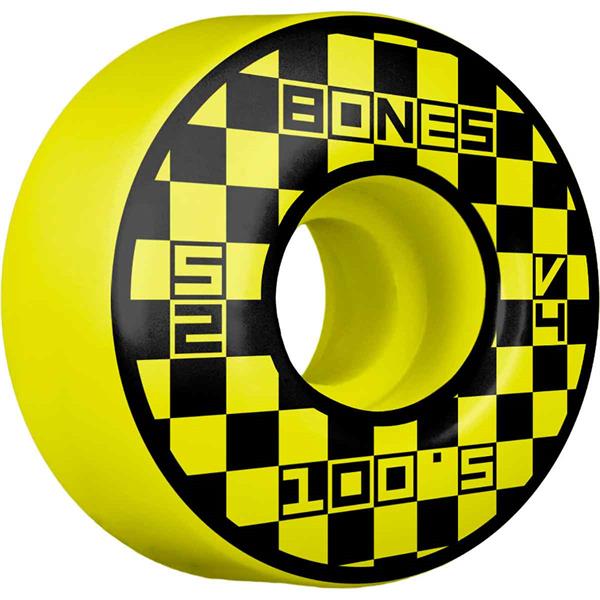 Bones 100s Block Party Yellow 52mm V4 100A Wheels 