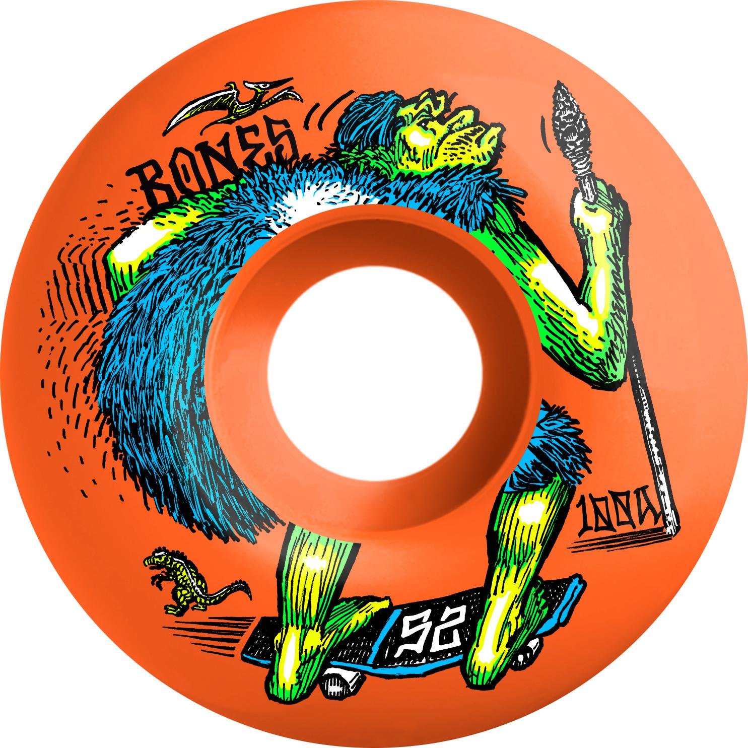 Bones 100s Og Neonderthal Orange 52MM V4 100A Wheels 