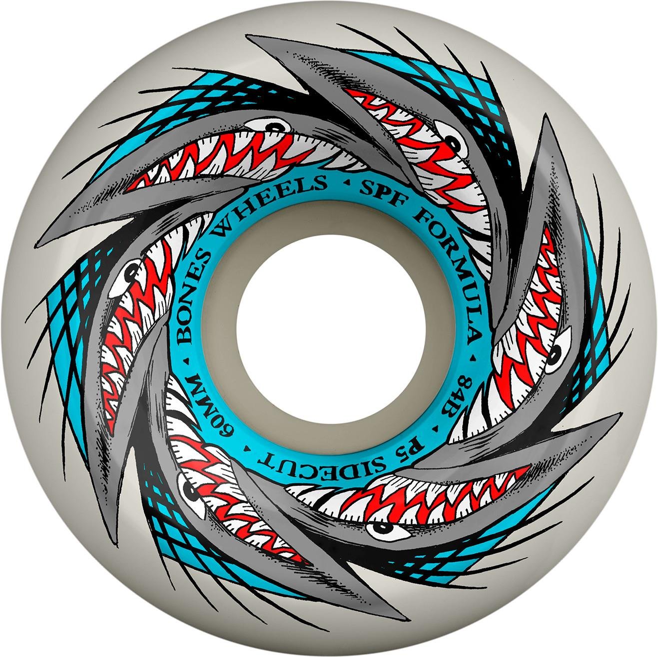 Bones SPF Pool Sharknado 60MM P5 Sidecut 84B White Blue Wheels 