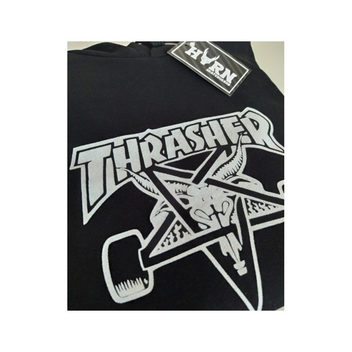 HORN SKATEBOARDS THRASHER SWEATSHIRT BLACK