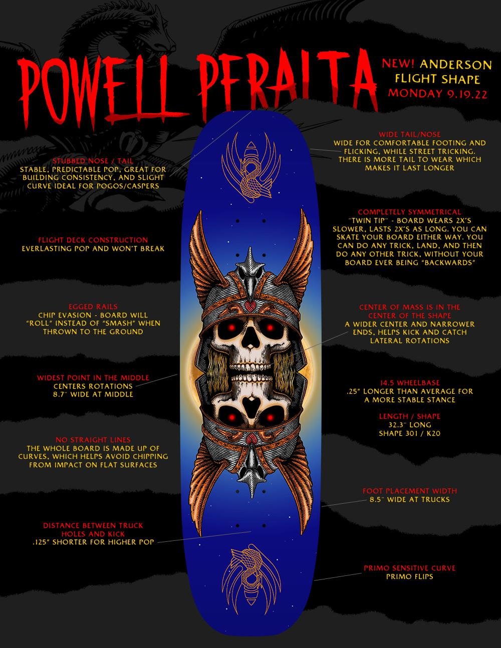 Powell Peralta 8.7 Pro Andy Anderson Heron 2 FLIGHT® Egg Deck Profesyonel Kaykay Tahtası 