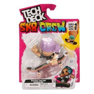 Tech Deck + Hediye Sticker Paketli Crew Figürlü Parmak Kaykayı S1 - Mor Şapkalı 