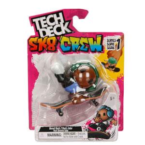Tech Deck + Hediye Sticker Paketli Crew Figürlü Parmak Kaykayı S1 - Yeşil Kulaklıklı 