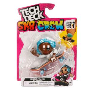 Tech Deck + Hediye Sticker Paketli SK8 Crew Figürlü Parmak Kaykayı S1 - Mavi Kulaklıklı 