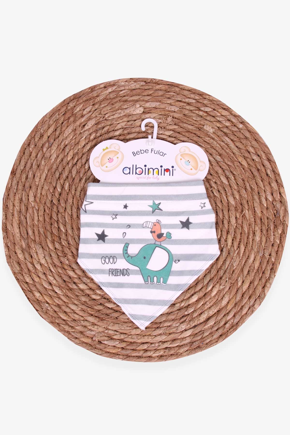 ALBİMİNİ Erkek Bebek Fular Önlük Yıldızlı Desenli Ekru