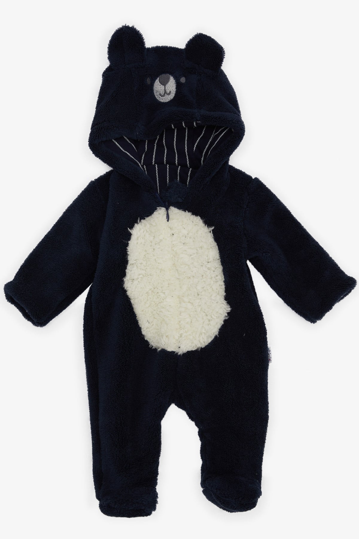 ALBİMİNİ Erkek Bebek Peluşlu Tulum Ayıcık Nakışlı Kulakları Hareketli Lacivert (3-4 Ay-6-9 Ay)