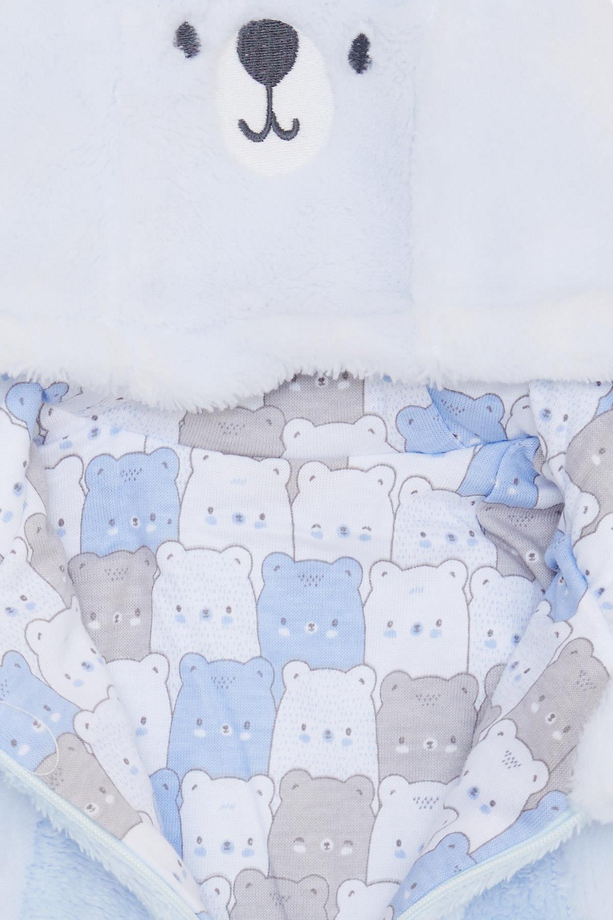 ALBİMİNİ Erkek Bebek Peluşlu Tulum Kuzucuk Nakışlı Kulakları Hareketli Bebe Mavisi (3-9 Ay)