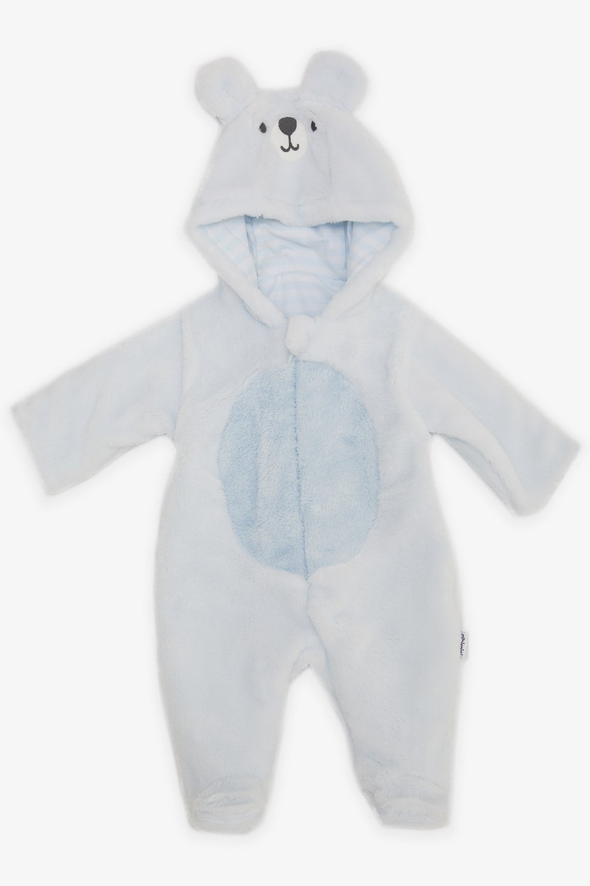 ALBİMİNİ Erkek Çocuk Peluşlu Tulum Kuzucuk Nakışı Kulakları Hareketli Bebe Mavisi (3-4 Ay-6-9 Ay)