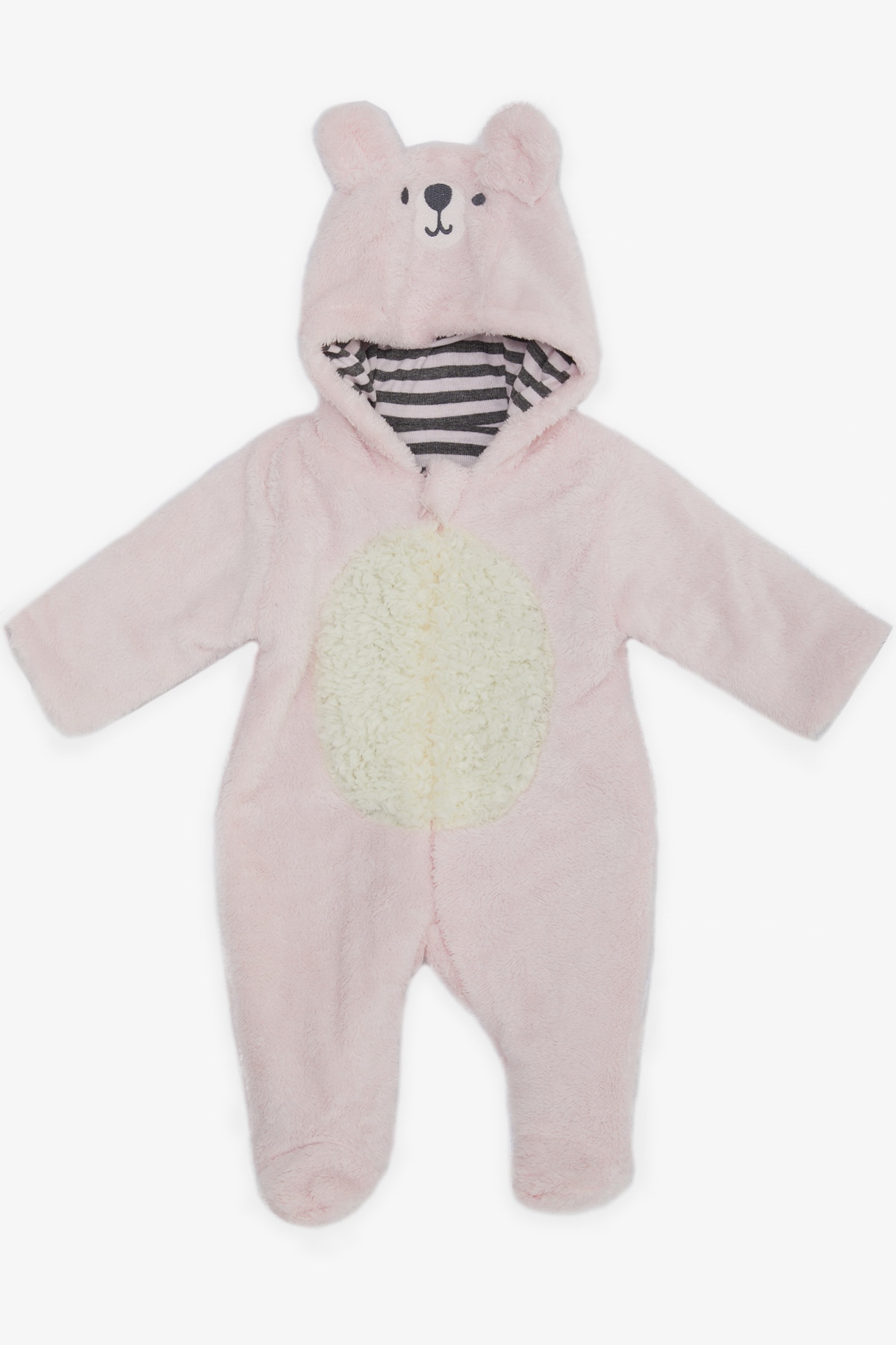 ALBİMİNİ Kız Bebek Peluşlu Tulum Kuzucuk Nakışlı Kulakları Hareketli Pembe (3-4 Ay-6-9 Ay)