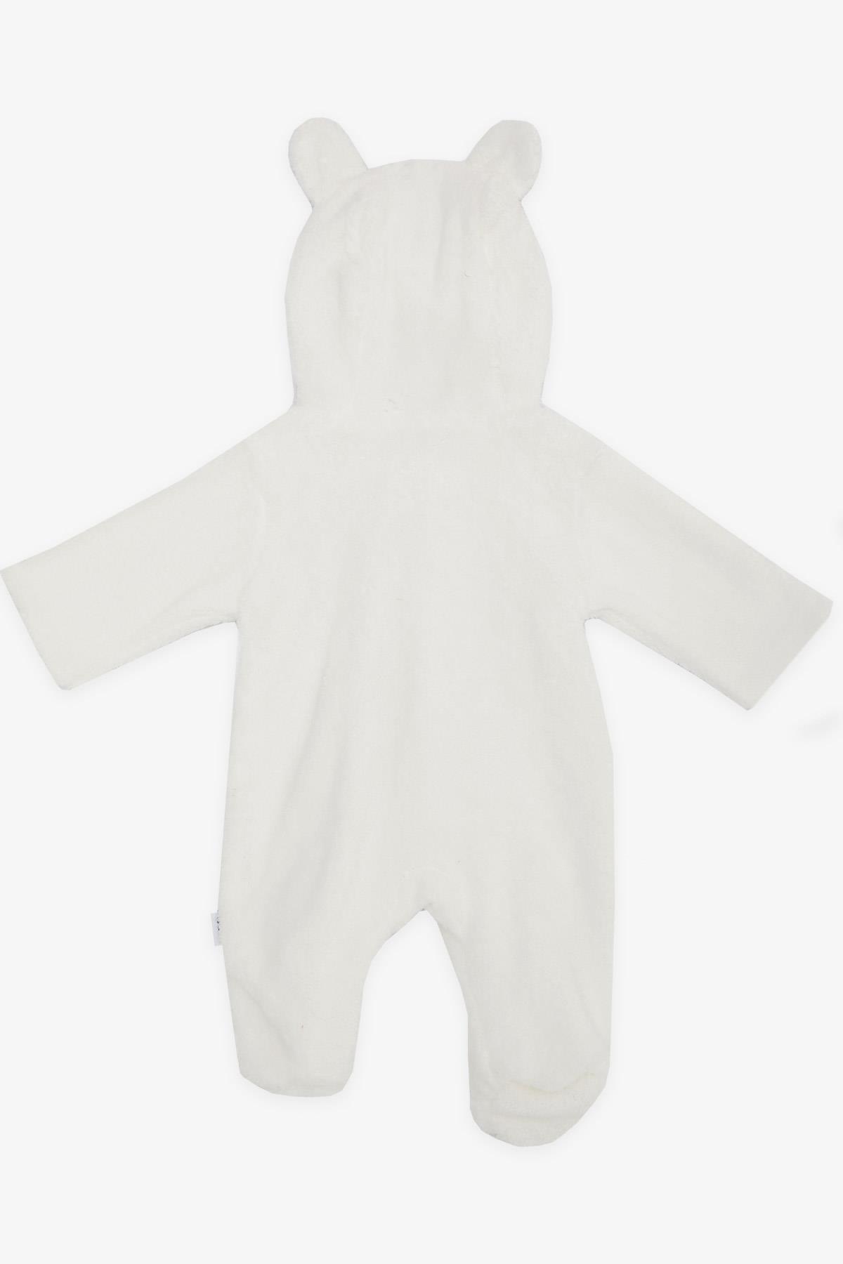 Albimini Kız Bebek Peluşlu Tulum Kuzucuk Nakışlı Kulakları Hareketli Beyaz (3-4 Ay-6-9 Ay)