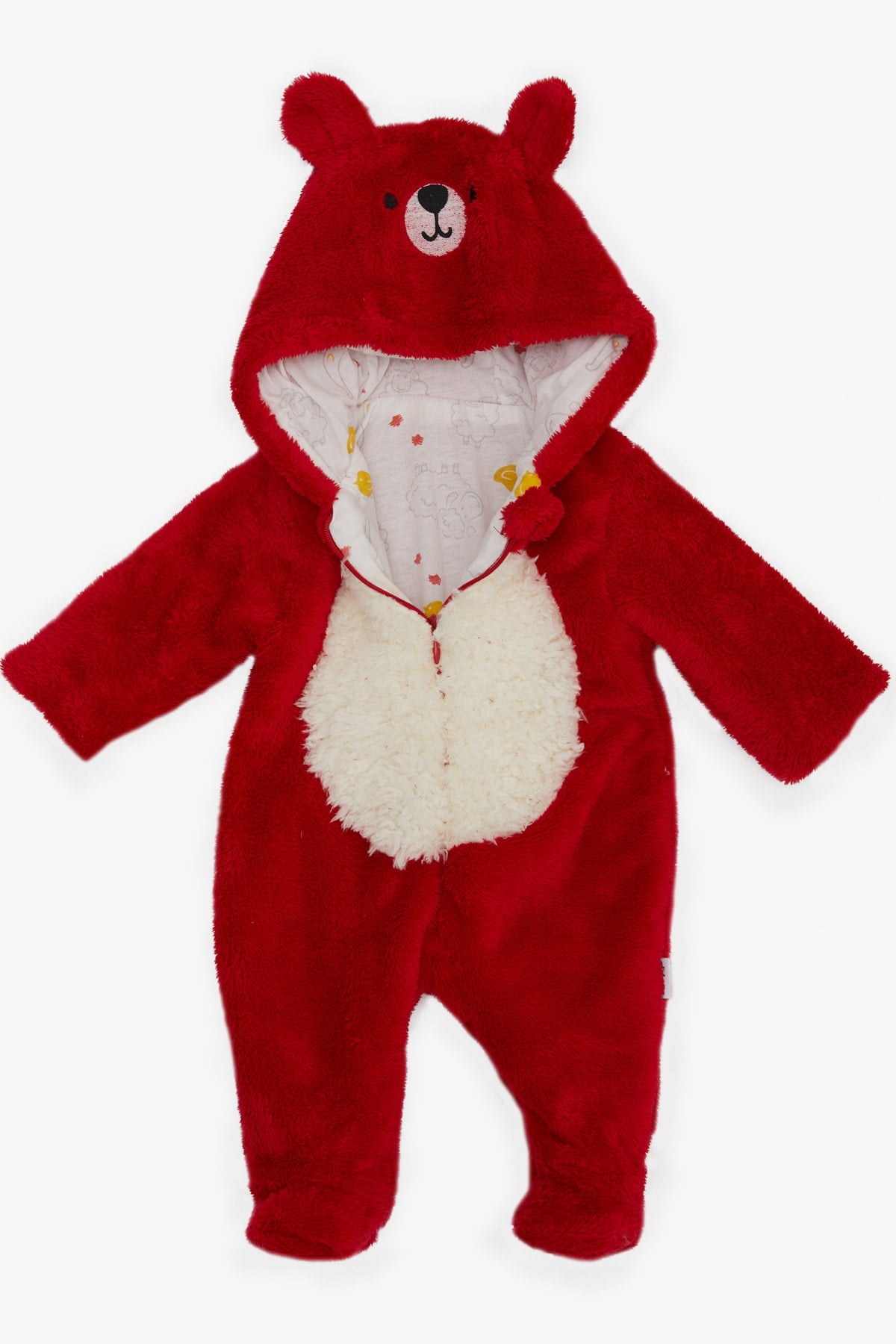 ALBİMİNİ Kız Bebek Peluşlu Tulum Kuzucuk Nakışlı Kulakları Hareketli Kırmızı (3-4 Ay-6-9 Ay)