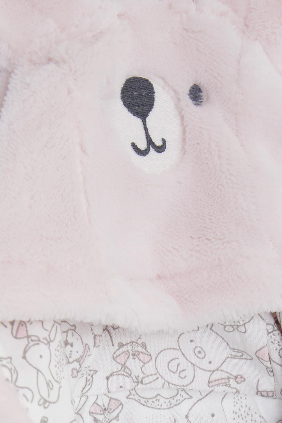 Albimini Kız Bebek Peluşlu Tulum Kuzucuk Nakışlı Kulakları Hareketli Pembe (3-4 Ay-6-9 Ay)