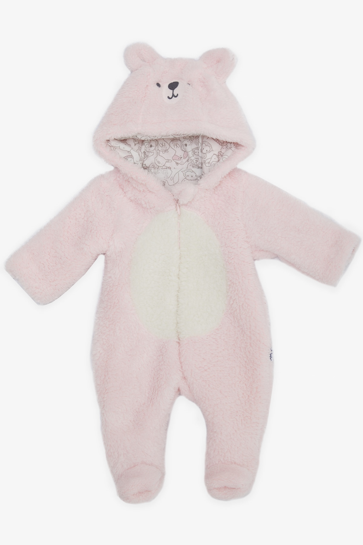 ALBİMİNİ Kız Bebek Peluşlu Tulum Kuzucuk Nakışlı Kulakları Hareketli Pembe (3-4 Ay-6-9 Ay)