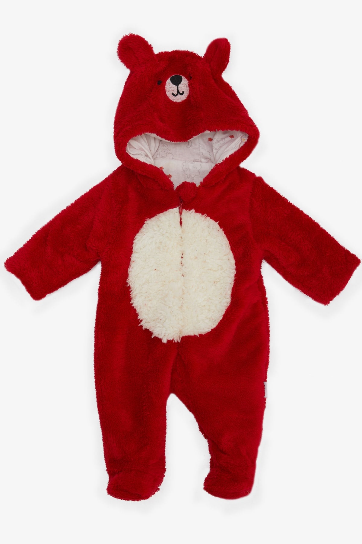 ALBİMİNİ Kız Bebek Peluşlu Tulum Kuzucuk Nakışlı Kulakları Hareketli Kırmızı (3-4 Ay-6-9 Ay)
