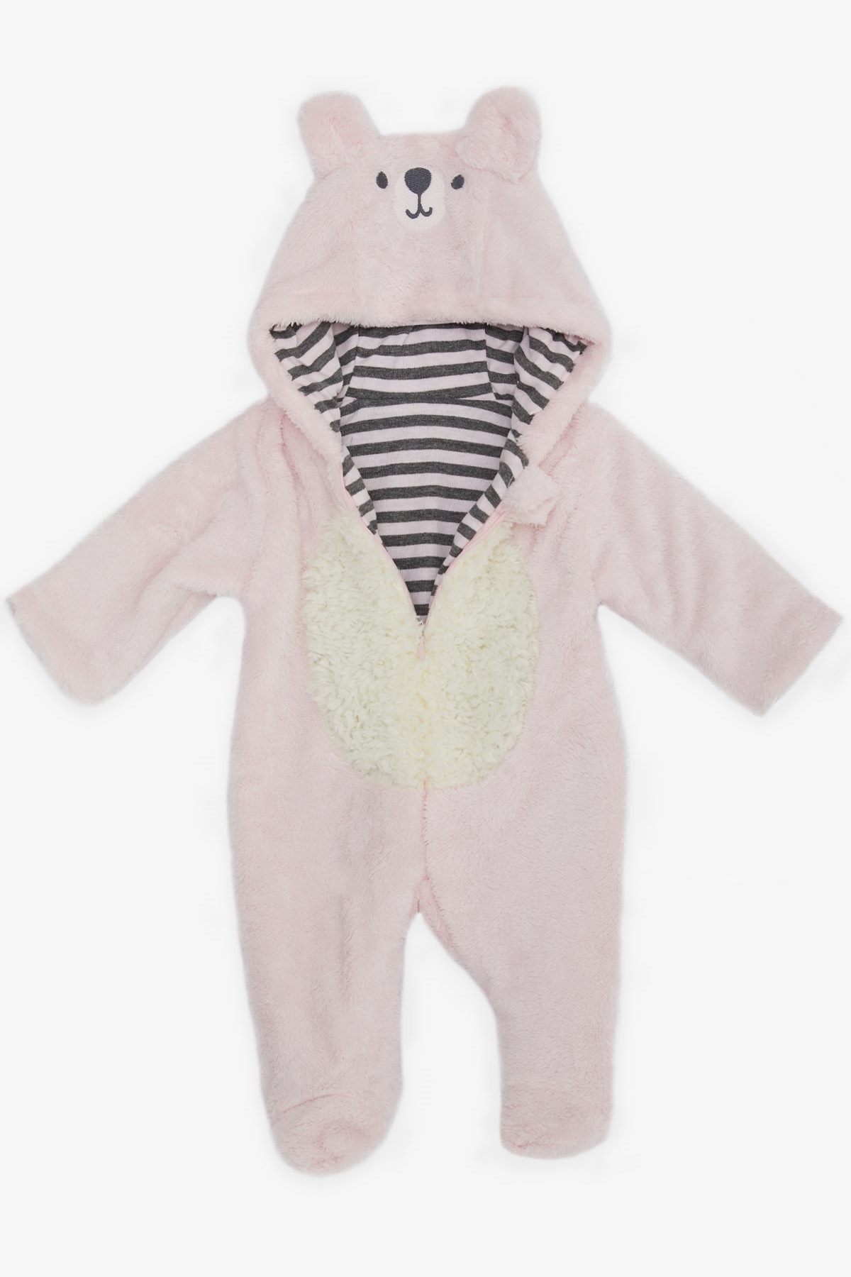 ALBİMİNİ Kız Bebek Peluşlu Tulum Kuzucuk Nakışlı Kulakları Hareketli Pembe (3-4 Ay-6-9 Ay)