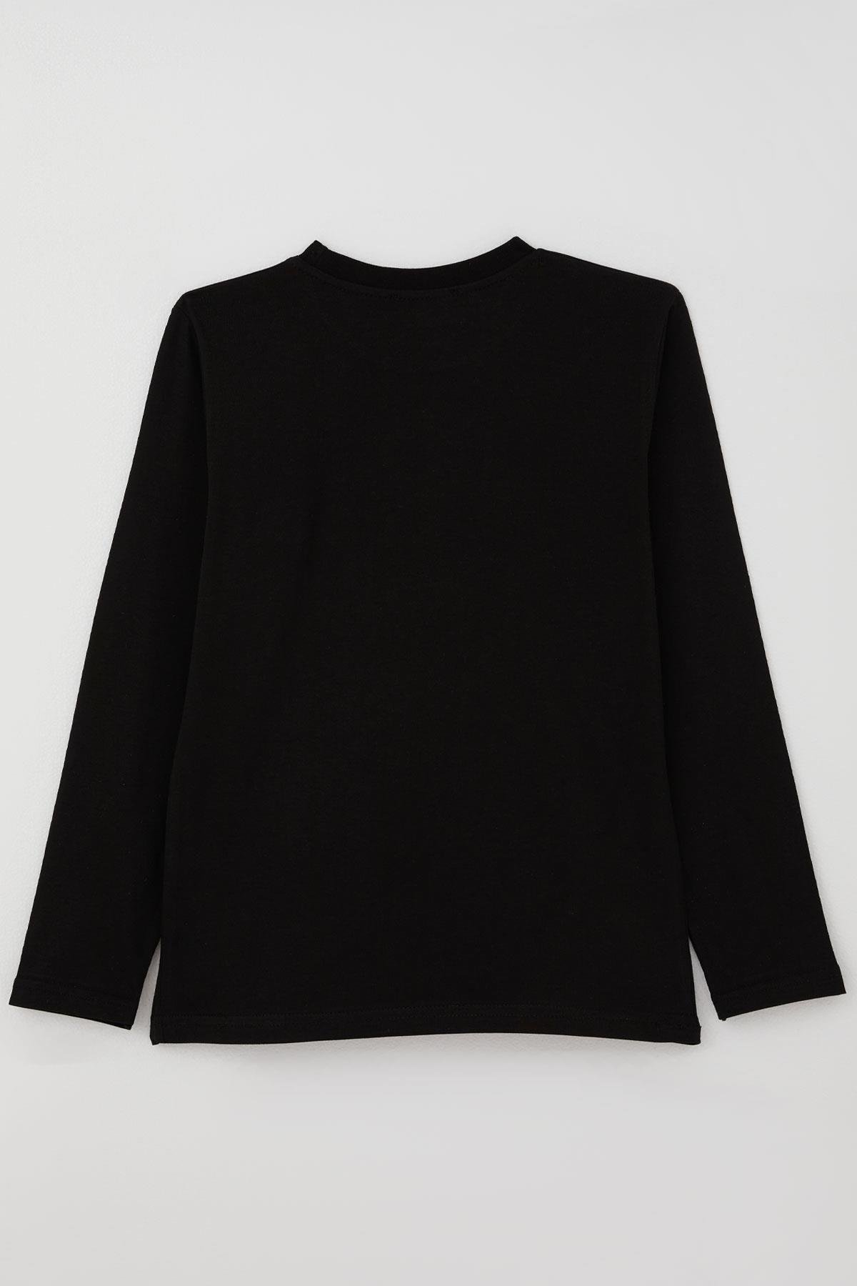 Alg Erkek Çocuk Uzun Kollu Tişört Atatürk Portre Ve İmzalı Siyah (2-17 Yaş)