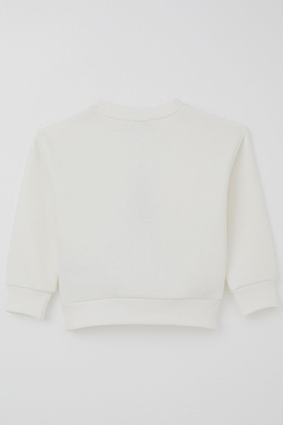 Alg Kız Çocuk Eşofman Takımı Göz Kırpan Unicorn Nakış Ekru (2-5 Yaş)