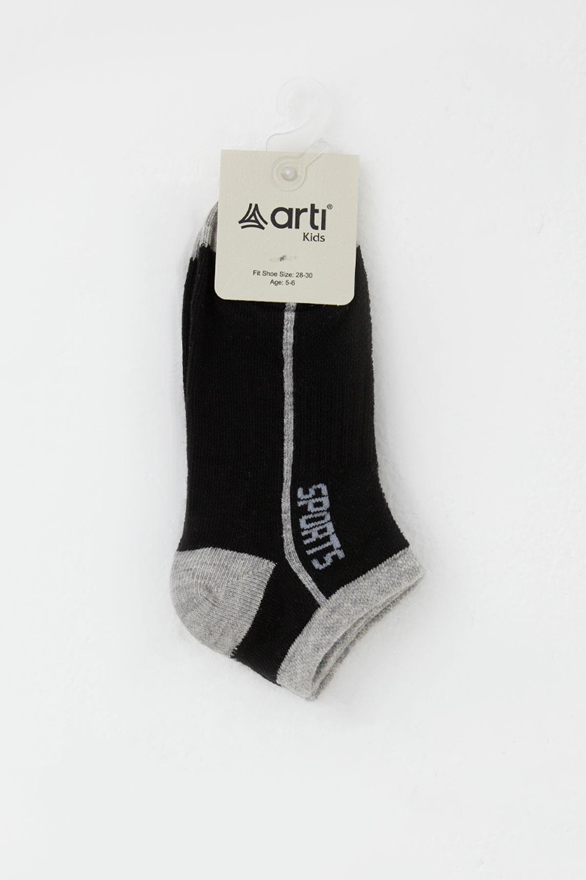 Artı Erkek Çocuk Patik Çorap Sports Yazı Baskılı Siyah (1-14 Yaş)