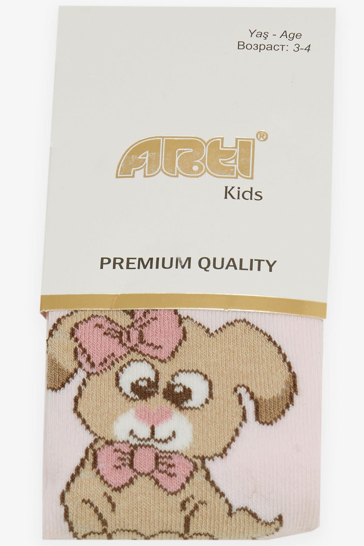 ARTI Kız Çocuk Külotlu Çorap Şaşırmış Köpekcik Baskılı Pembe (3-8 Yaş)