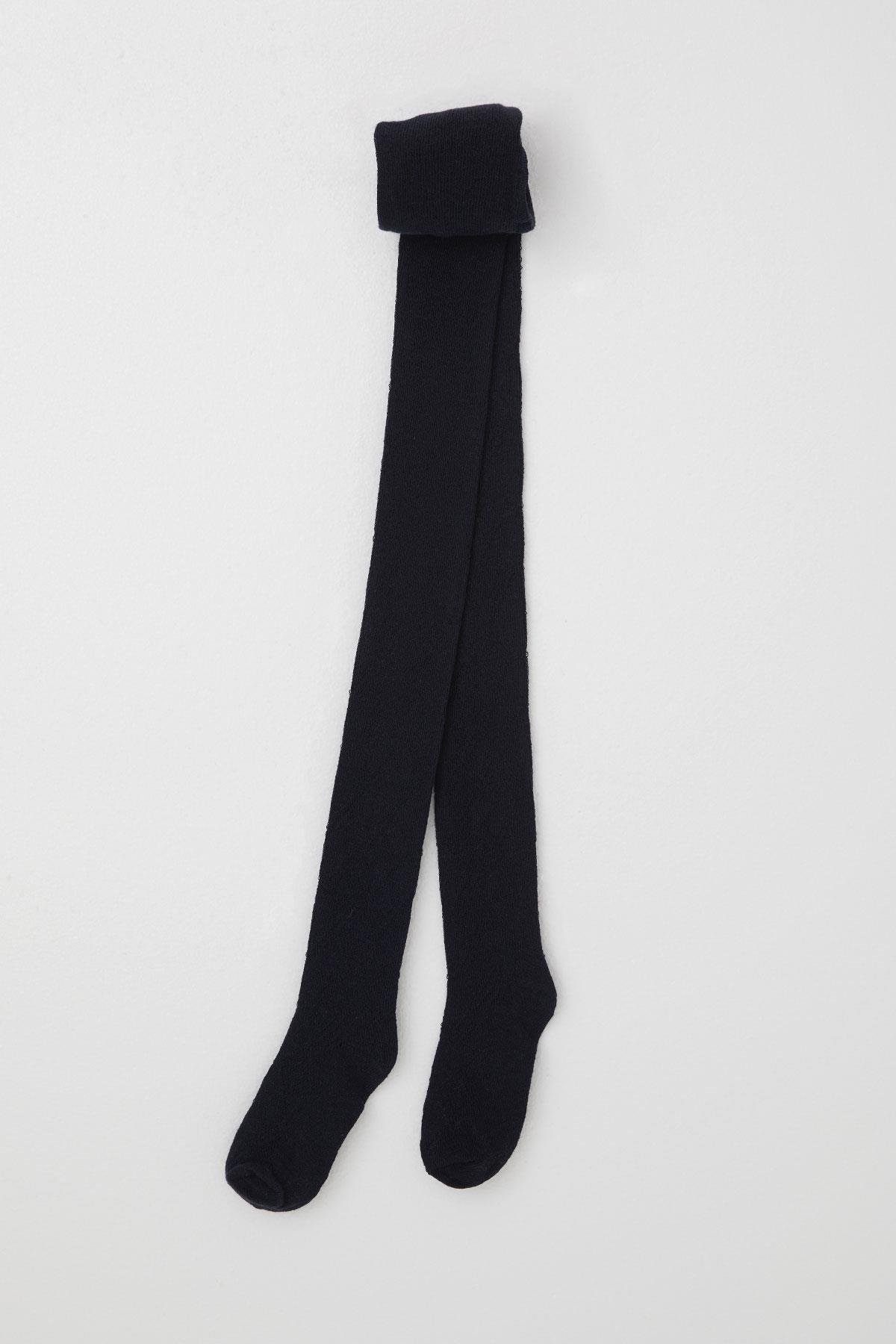 Artı Kız Çocuk Külotlu  File Çorap Kendinden Desenli Lacivert (7-12 Yaş)