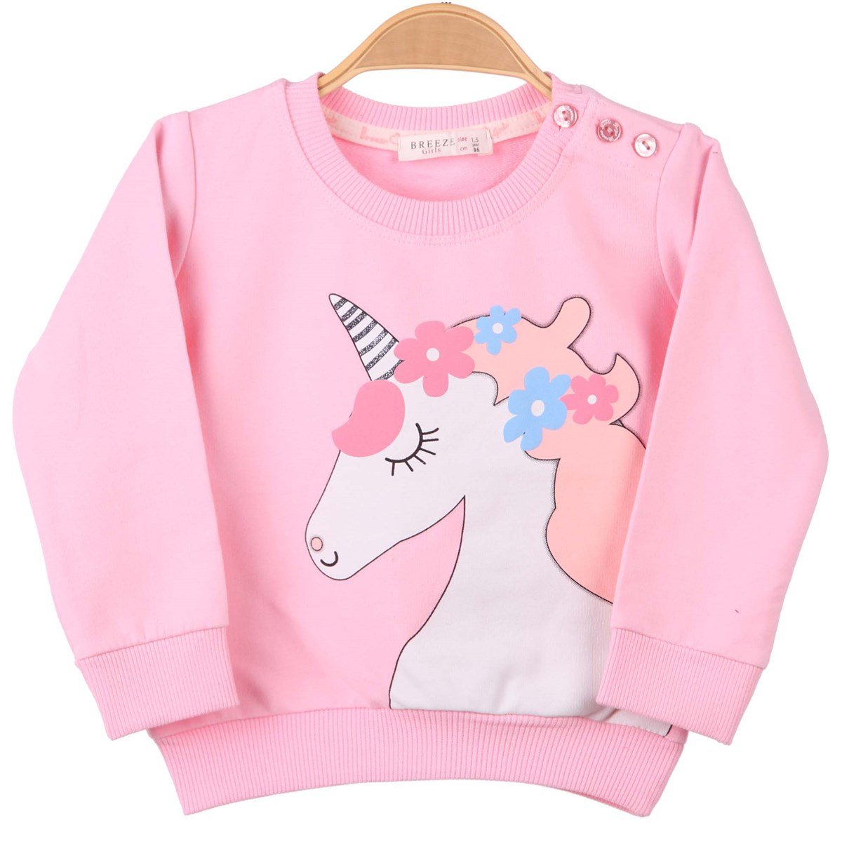 At Baskılı Sweatshirt BREEZE Pembe