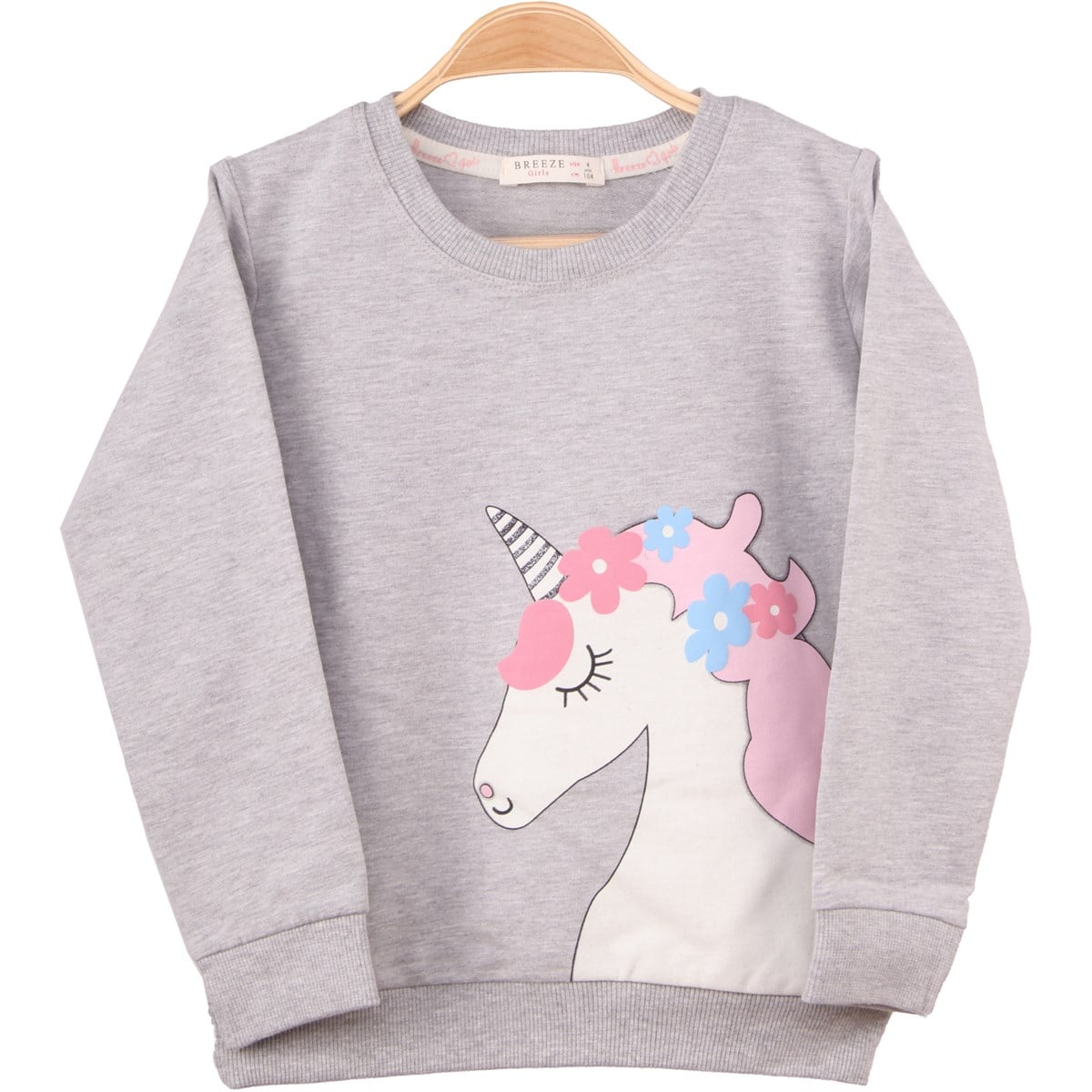 At Baskılı Sweatshirt BREEZE Gri