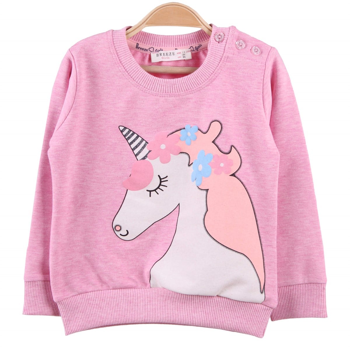 At Baskılı Sweatshirt BREEZE Pembe