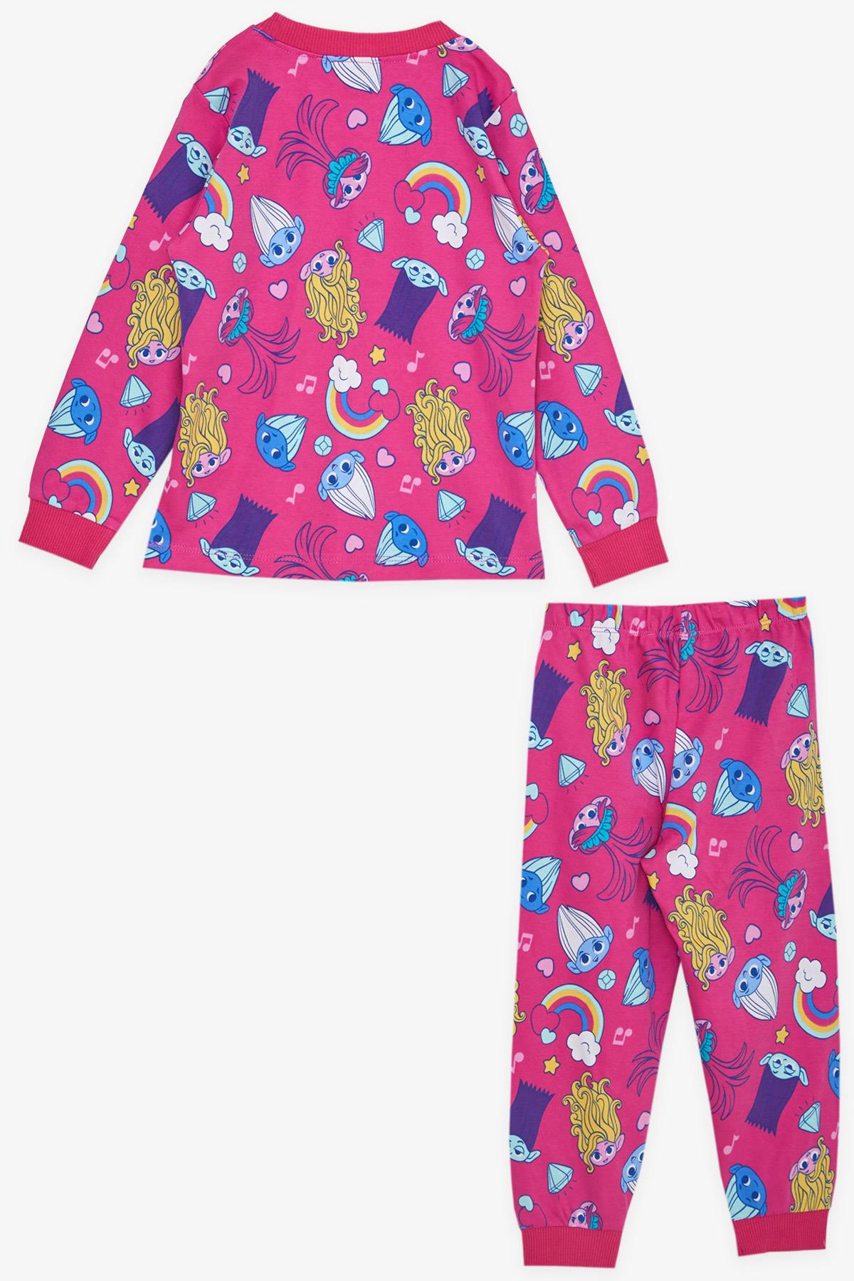BABELY Kız Çocuk Pijama Takımı Şirinler Desenli Fuşya (1-4 Yaş)