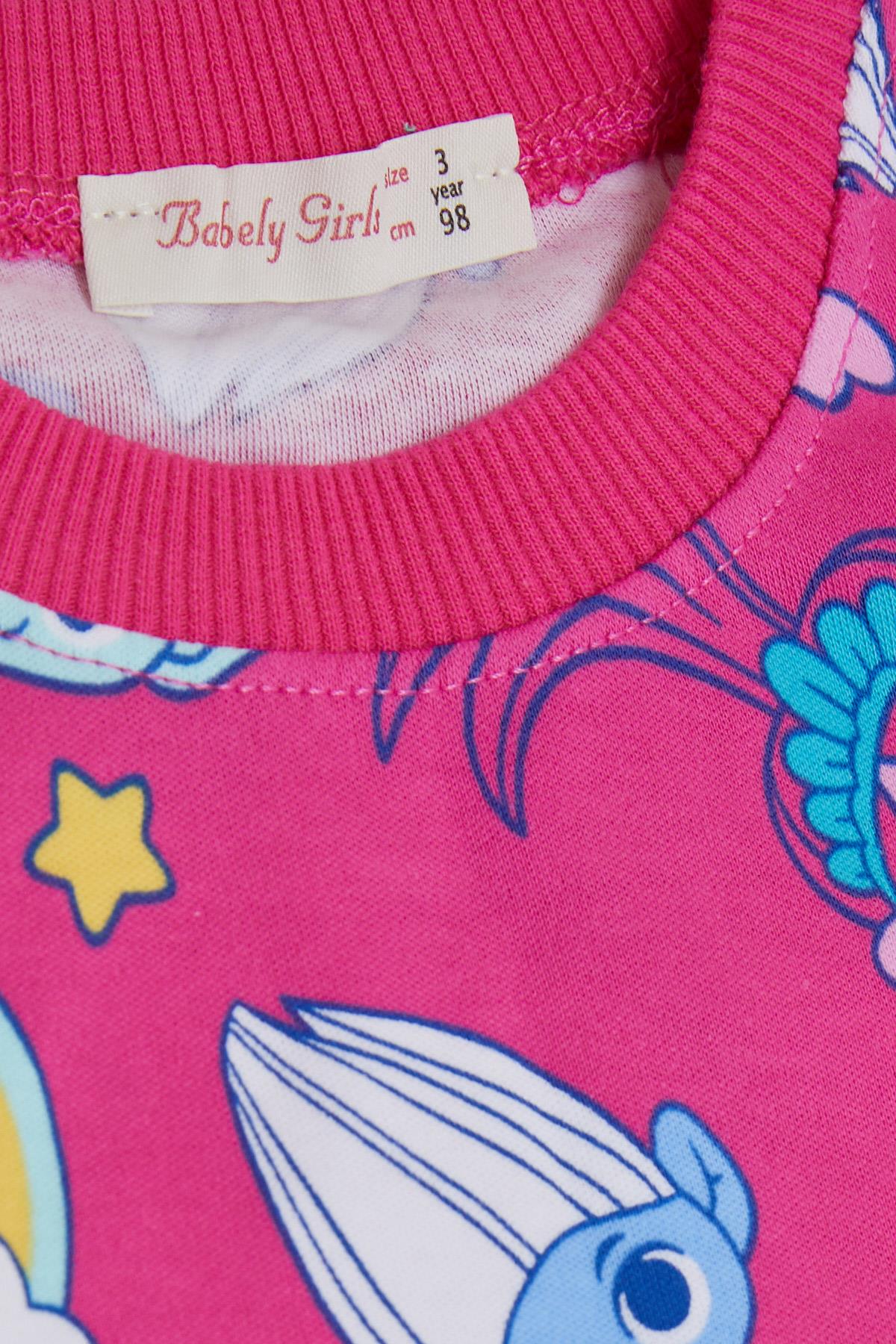BABELY Kız Çocuk Pijama Takımı Şirinler Desenli Fuşya (1-4 Yaş)