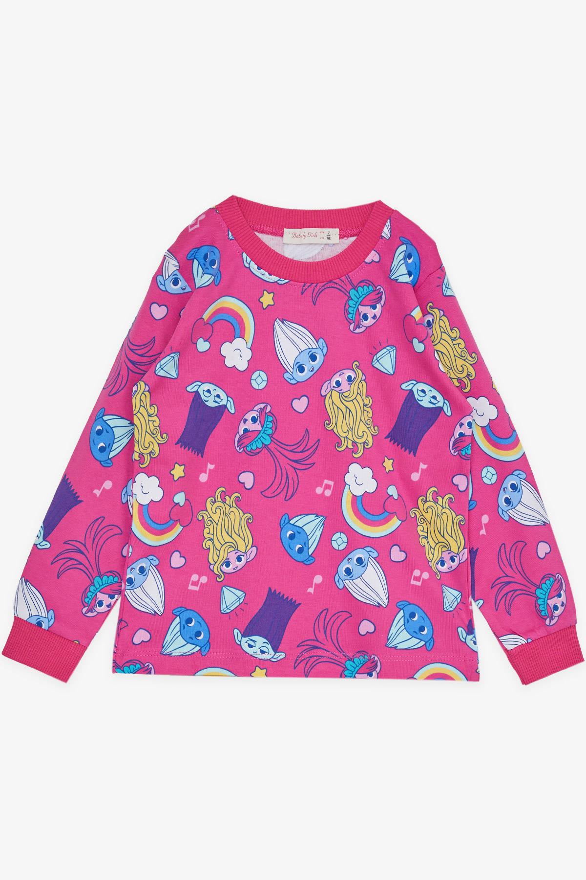 BABELY Kız Çocuk Pijama Takımı Şirinler Desenli Fuşya (1-4 Yaş)