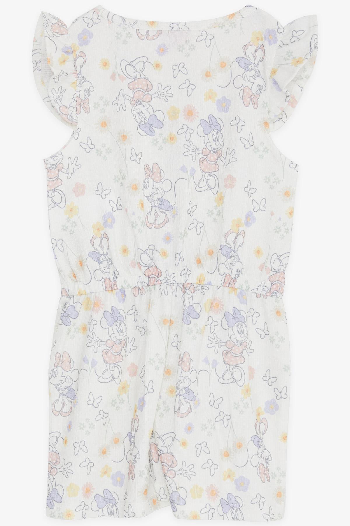 BABELY Kız Çocuk Şortlu Tulum Minnie Mouse Desenli Ekru (3-8 Yaş)