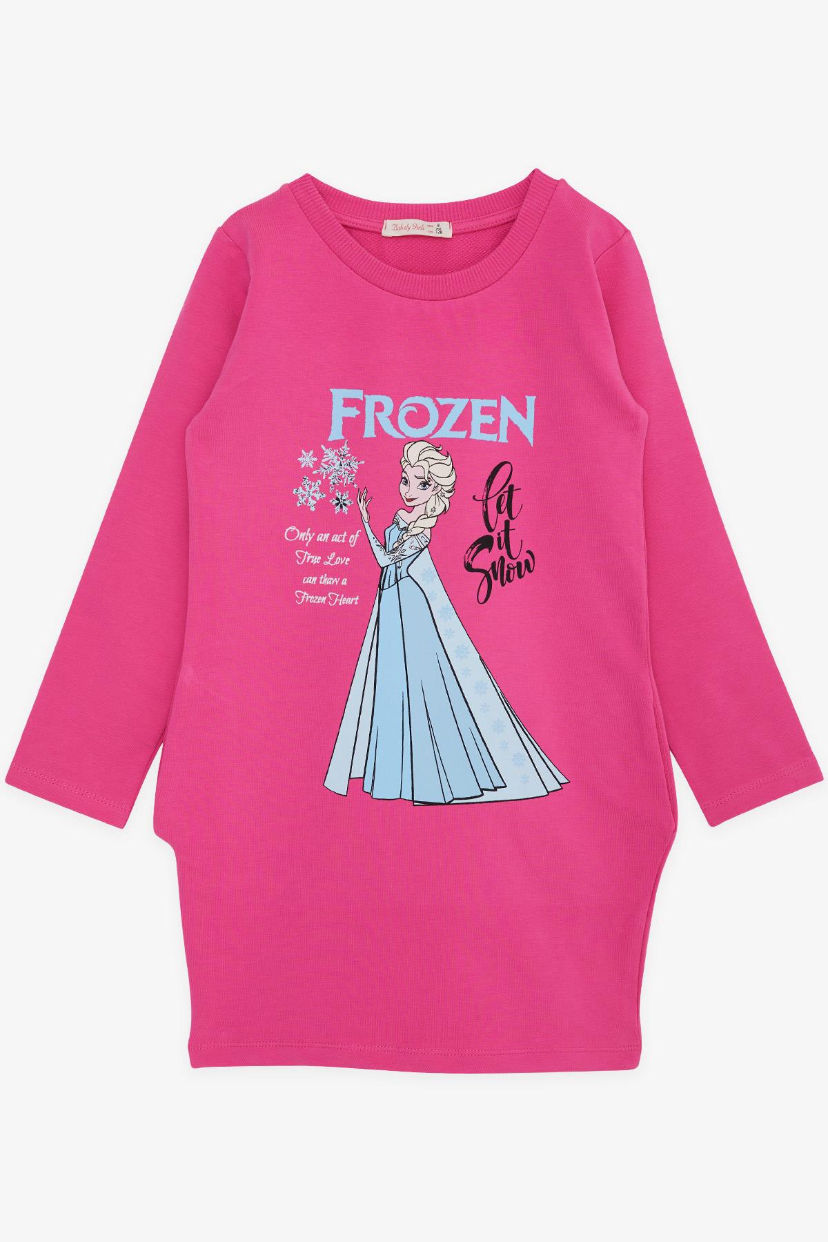 BABELY Kız Çocuk Tunik Elsa Karlar Ülkesi Baskılı Fuşya (5-10 Yaş)
