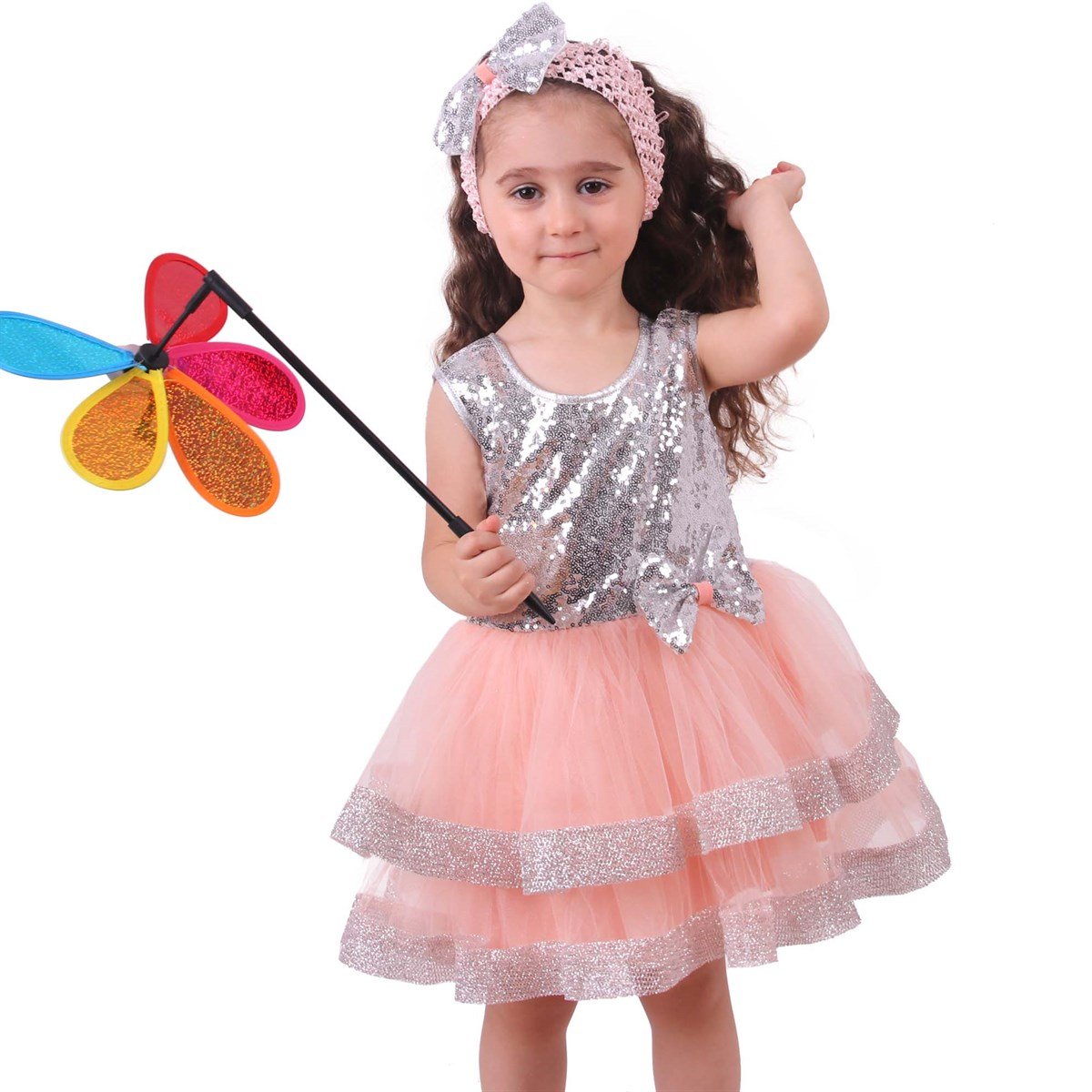 Kısa Kol Elbise ModelleriBREEZE13043-188Bandanalı Pullu Elbise