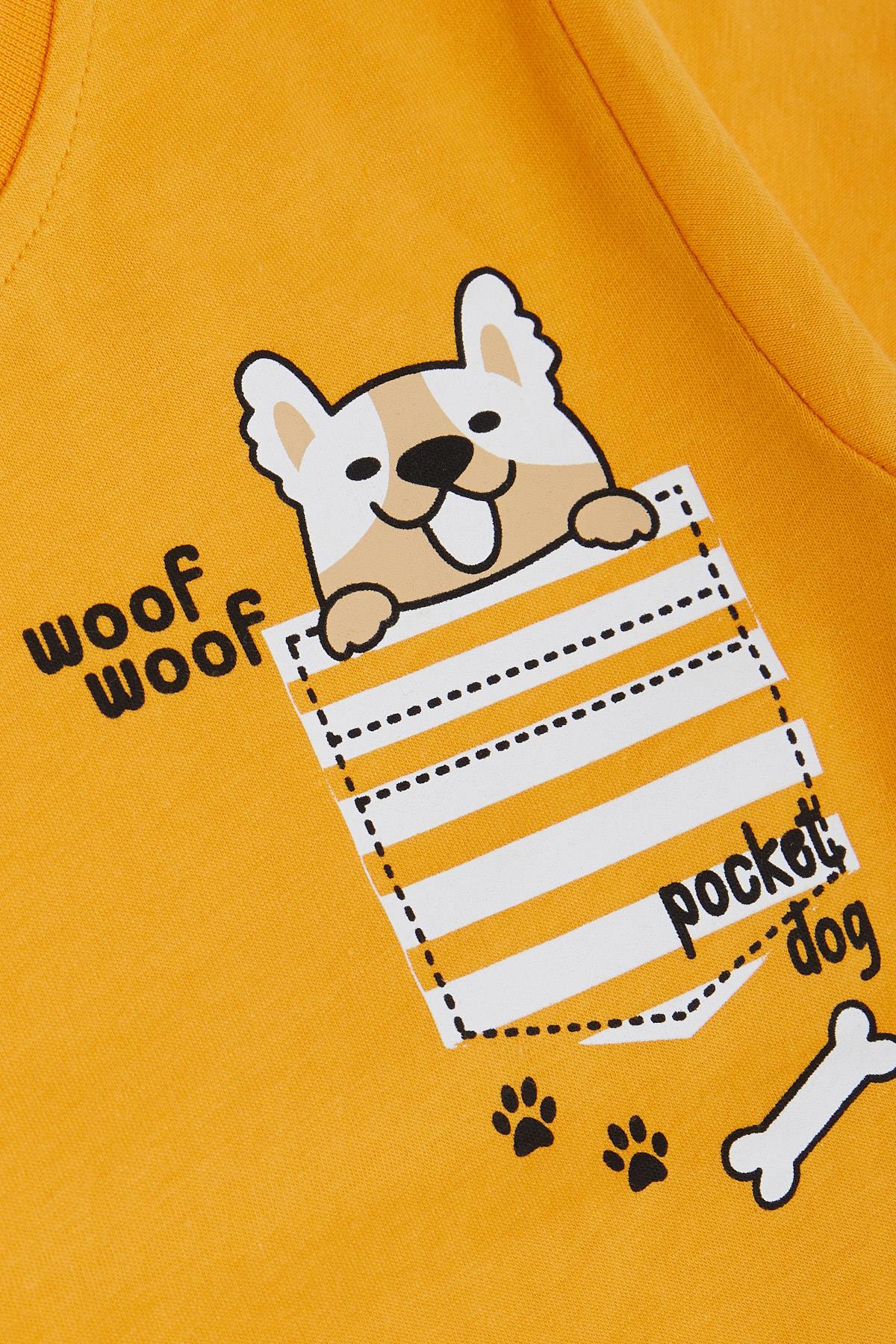 Barmy Erkek Çocuk Tişört Köpekcik Baskılı Hardal Sarı (1.5-5 Yaş)