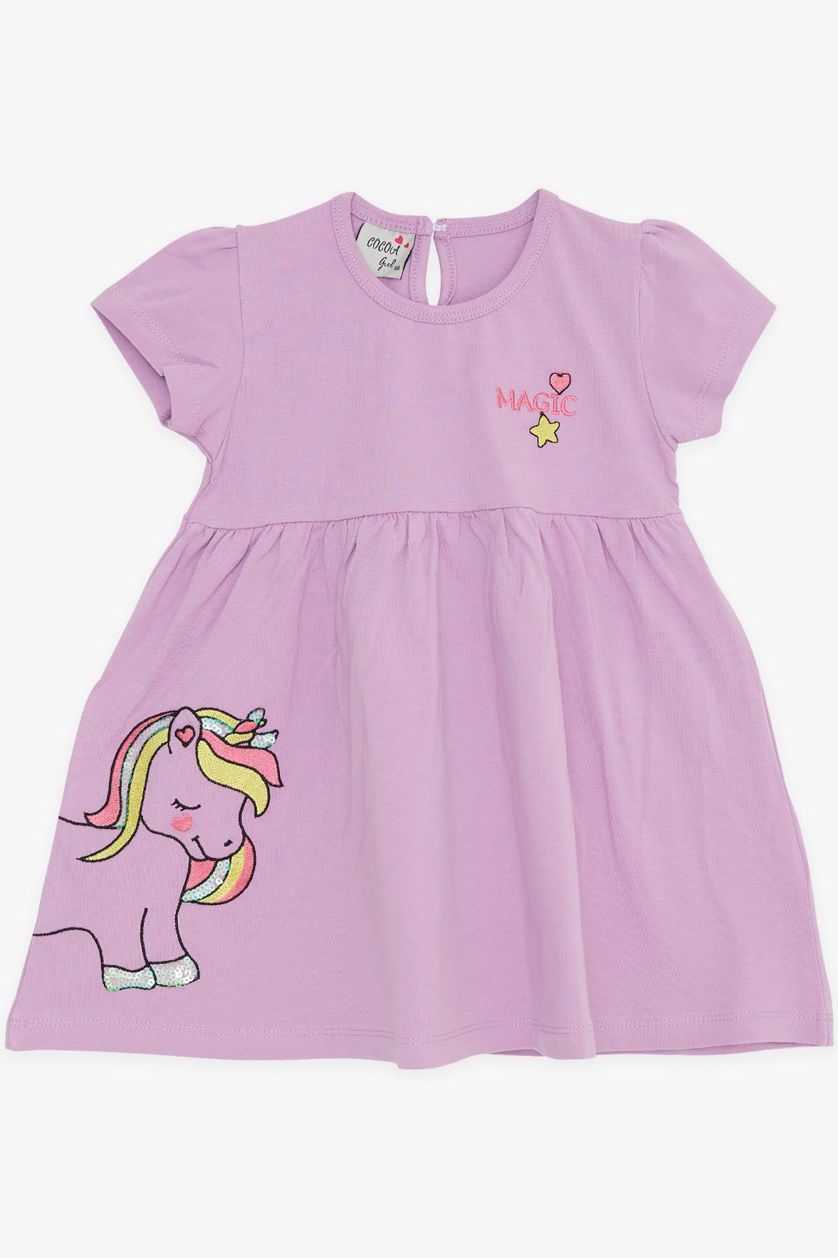 BARMY Kız Bebek Elbise Unicorn Baskılı Eflatun (9 Ay-3 Yaş)