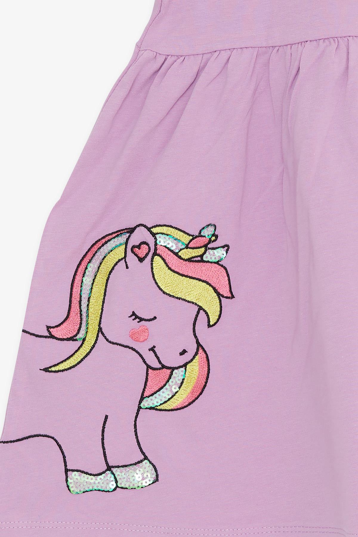 BARMY Kız Bebek Elbise Unicorn Baskılı Eflatun (9 Ay-3 Yaş)