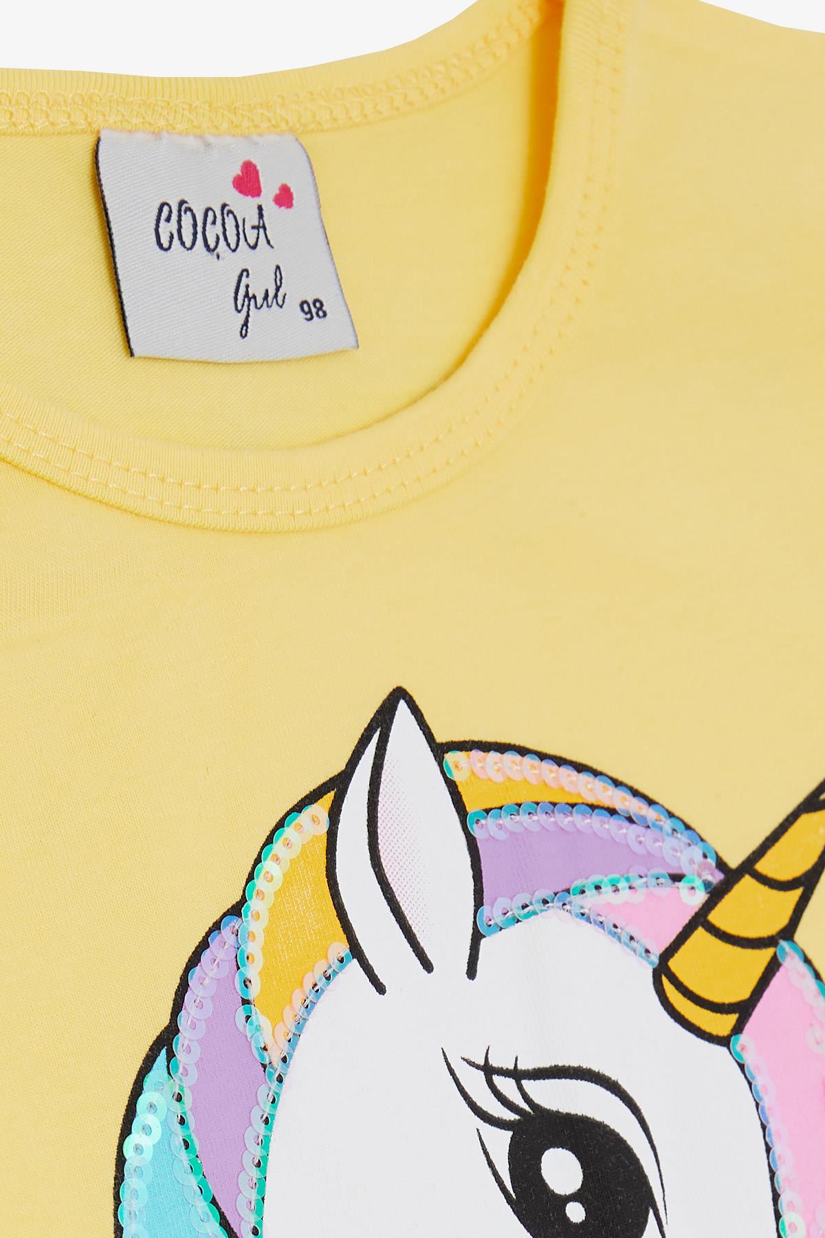 BARMY Kız Çocuk Elbise Unicorn Baskılı Sarı (3-7 Yaş)