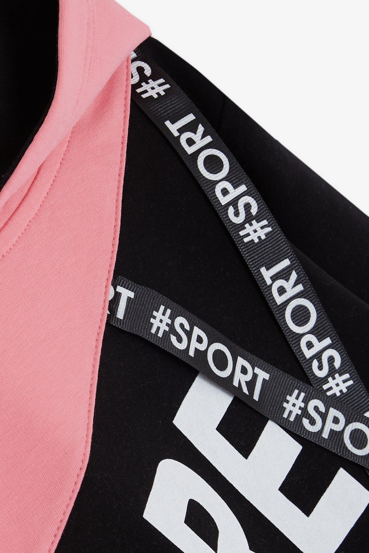 BARMY Kız Çocuk Sweatshirt Kapüşonlu Aksesuarlı Yazı Baskılı Pembe (8-12 Yaş)