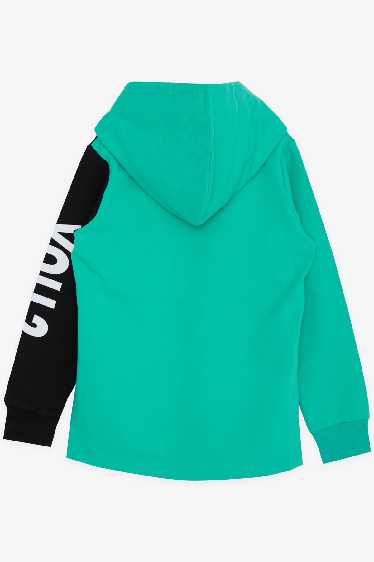 BARMY Kız Çocuk Sweatshirt Kapüşonlu Aksesuarlı Yazı Baskılı Yeşil (8-12 Yaş)