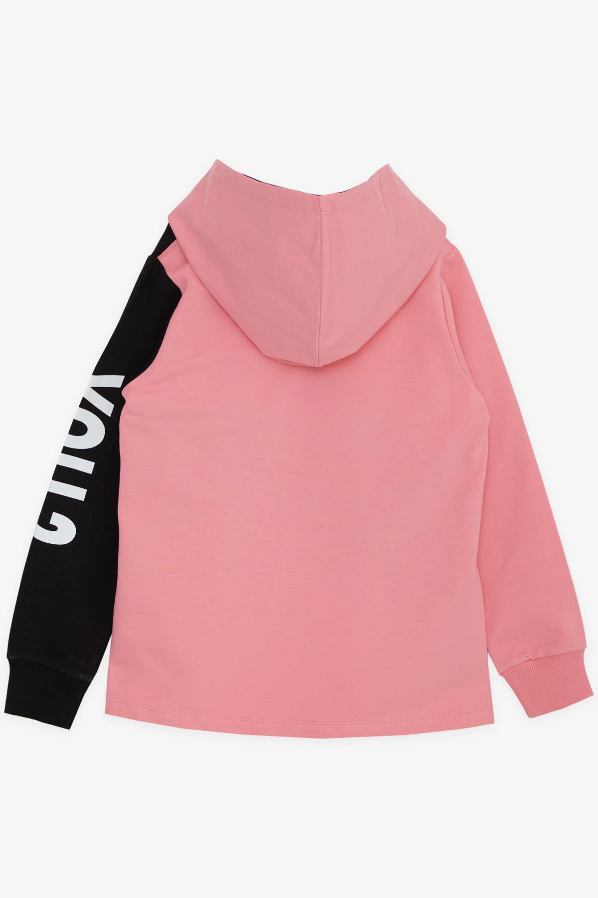 BARMY Kız Çocuk Sweatshirt Kapüşonlu Aksesuarlı Yazı Baskılı Pembe (8-12 Yaş)