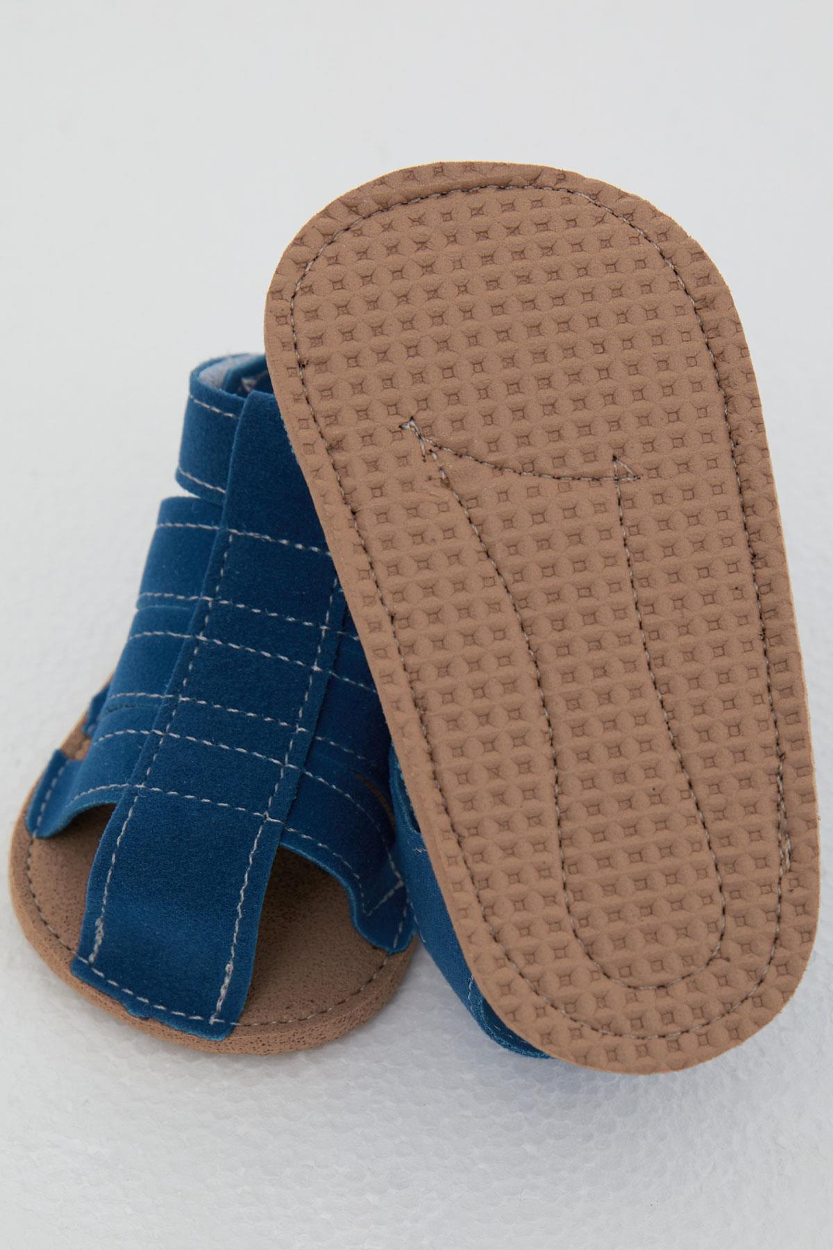 Bebecino Erkek Bebek Nubuk Sandalet Cırtlı Saks Mavisi (18 Numara-19 Numara)